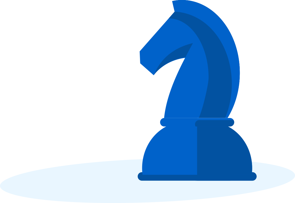 Knight chess piece in blue